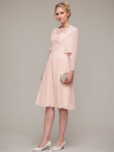 A-line/Princess Sleeveless Knee-Length Chiffon Mother of the Bride Dress With Jacket Appliqued Beading